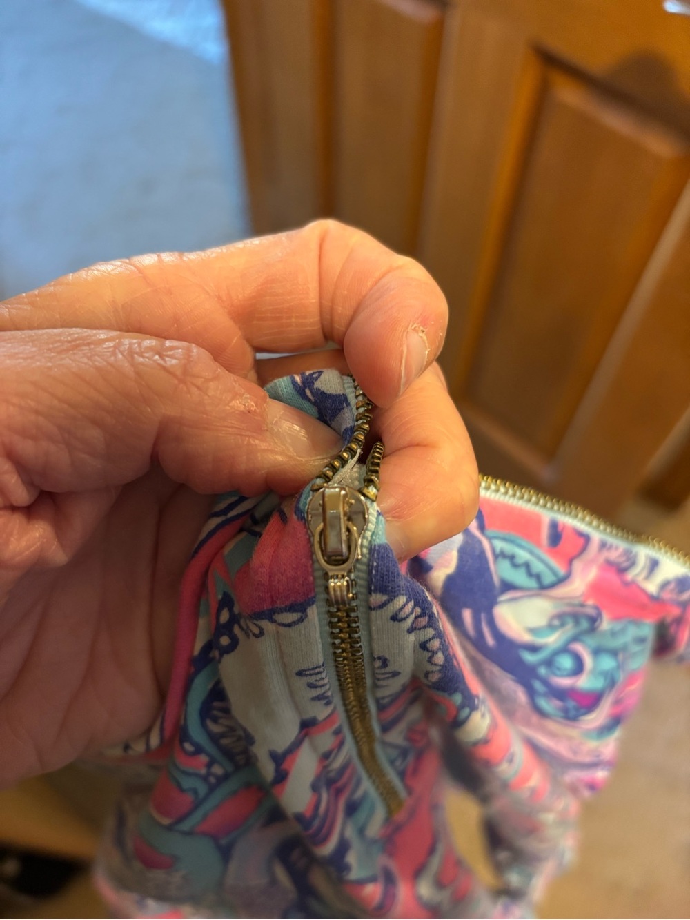 Lilly Pulitzer Blue Paisley Half-Zip Ruffle Top - READ - Picture 6 of 6